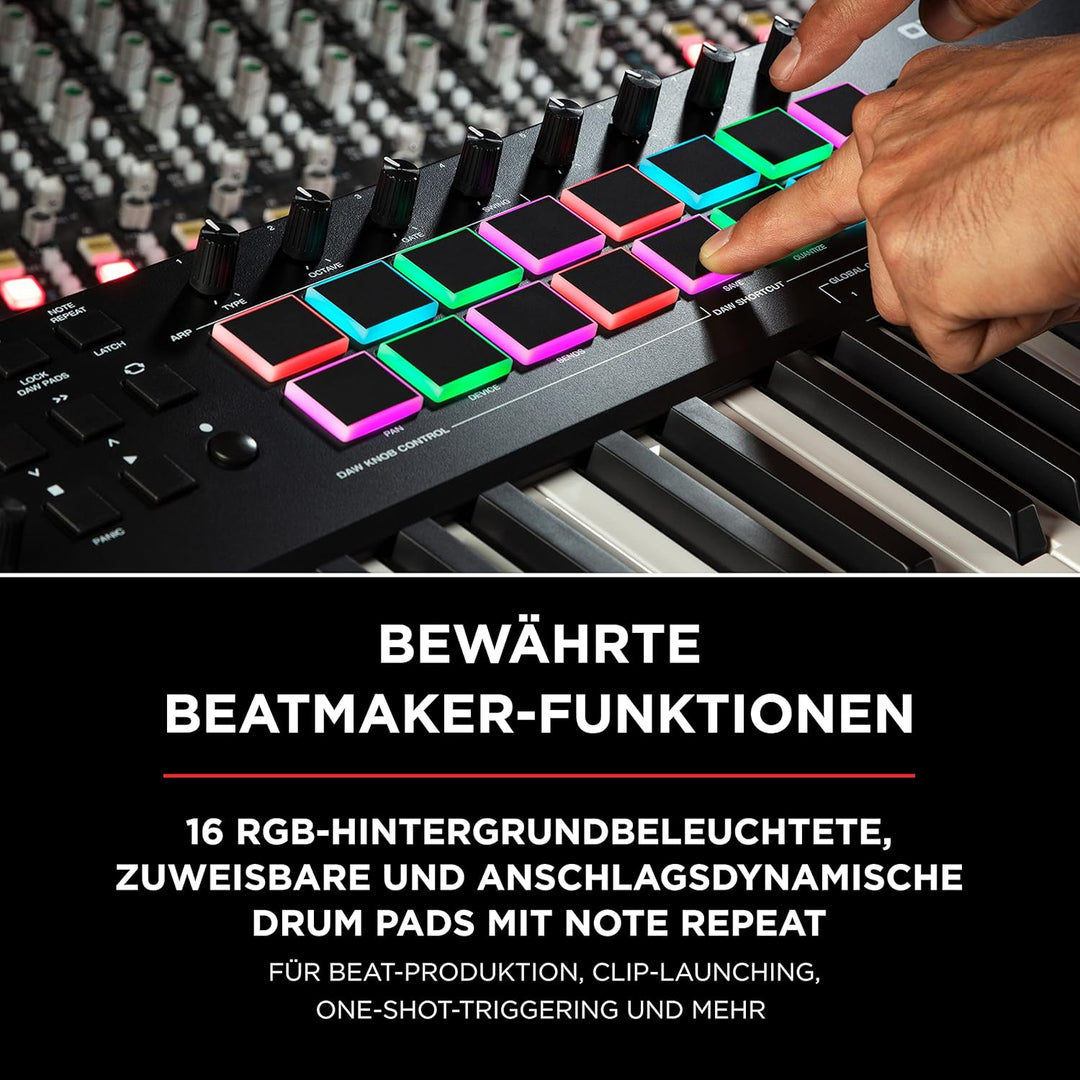 M-Audio Oxygen Pro 61 – 61-Tasten USB MIDI Keyboard Controller mit Beat Pads, MIDI-zuweisbaren Regle