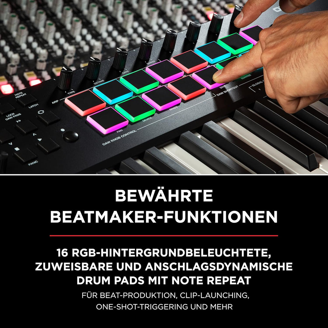 M-Audio Oxygen Pro 61 + SP-2 - USB MIDI Controller mit anschlagdynamischen 61 Tasten, 16 anschlagdyn