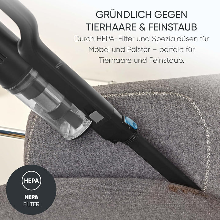 SEVERIN Kabelloser Akku Staubsauger S’Power Slim, höhenverstellbares Saugrohr, LED-Beleuchtung, 50 M