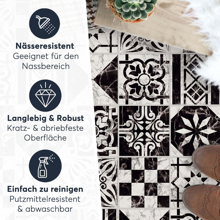 PVC Klebe-Fliesen für - [ Boden Fliesen ] - Aufkleber Folie Sticker für Boden-Fliesen - Küche oder B