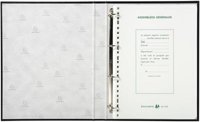 Reliure Registre 29,7x21cm 4 Anneaux avec Recharge (5419e) - Deliberations Assemblees Générales