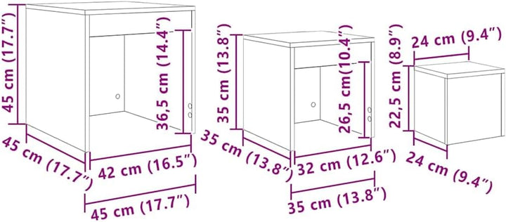 vidaXL Satztisch 3 STK., Satz Couchtisch für Wohnzimmer Schlafzimmer, Beistelltisch mit viel Platz,