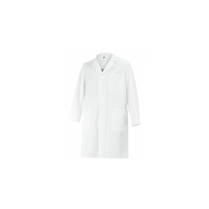 BP 1656-130-21-Ln Unisex-Mantel, Langarm, Kragen mit Aufschlag, 205,00 g/m² Reine Baumwolle, weiss,