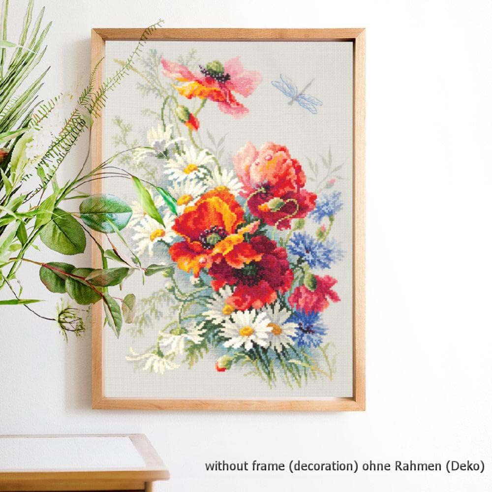 Magic Needle 100-061 ZW Mohn und Gänseblümchen Kreuzstichset mit Zählmuster Zweigart Edition, Baumwo