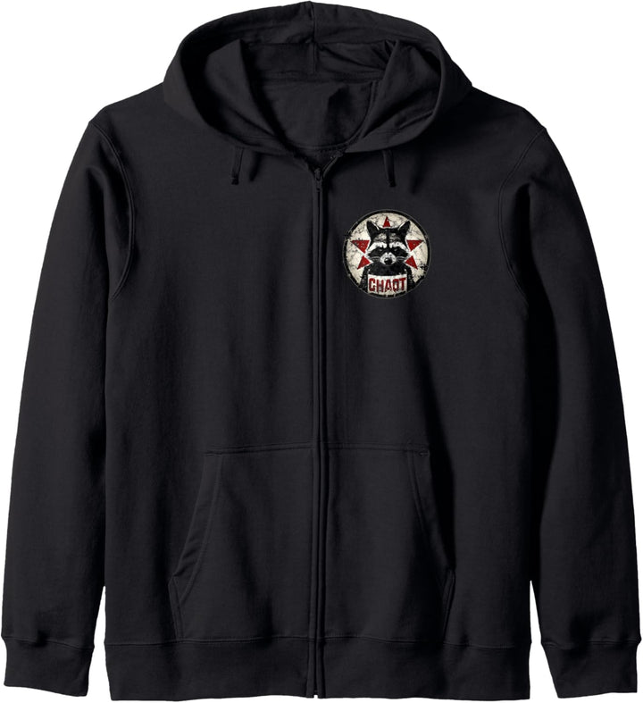 Waschbär, Chaot, Anarchie, Stern, Kämpfer, Revolution, Vintage Kapuzenjacke