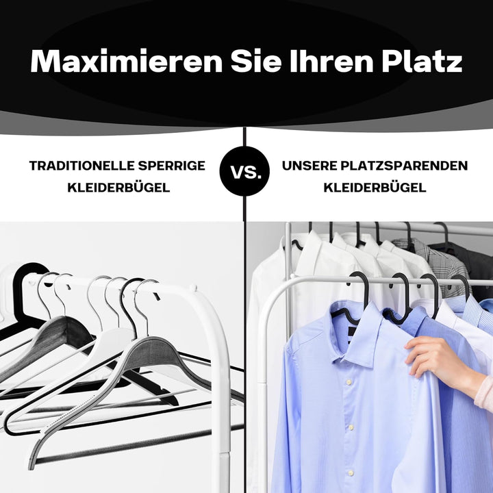 Kleiderbügel schwarz 50 Stück mit drehbaren Haken, Kleiderbügel Kunststoff, Kleiderbügel Plastik sch