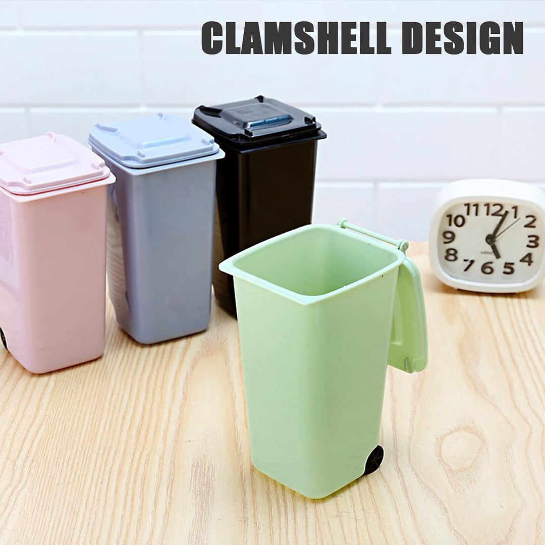 4 Stück Tischmülleimer mit Deckel, Mini Mülleimer, Mini Plastik Tisch Mülltonne, Bad Kosmetikeimer T