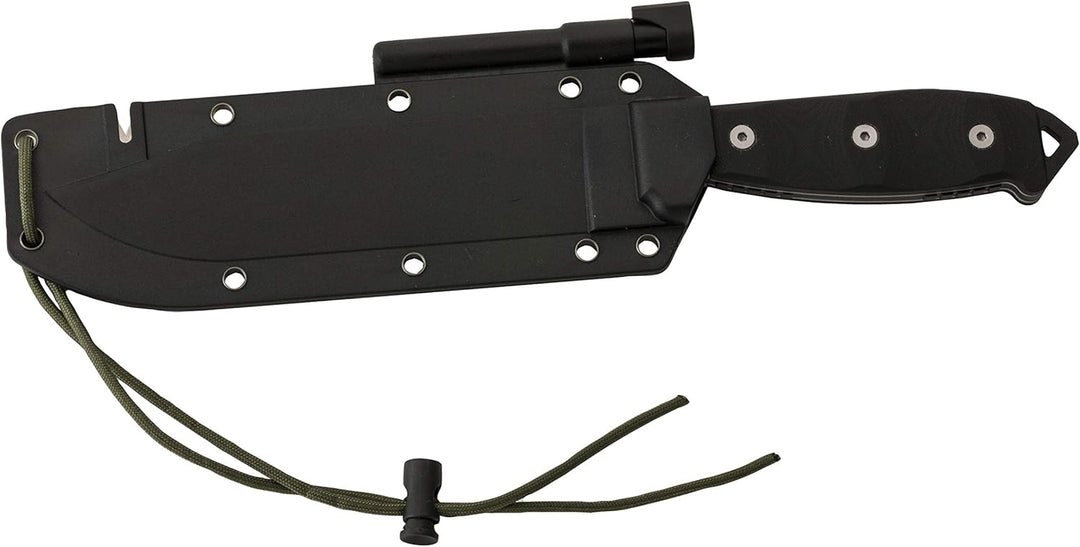 UTICA Messer Survival B6, Nicht-rostfreier Stahl 1095, beschichtet, schwarzer Micartagriff,