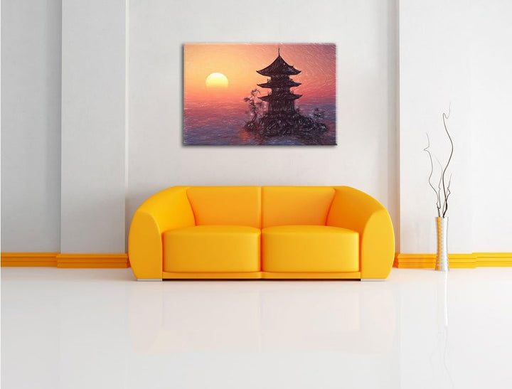 Pixxprint Buddhistischer Tempel in Asien als Leinwandbild/Grösse: 100x70 cm/Wandbild/Kunstdruck/fert