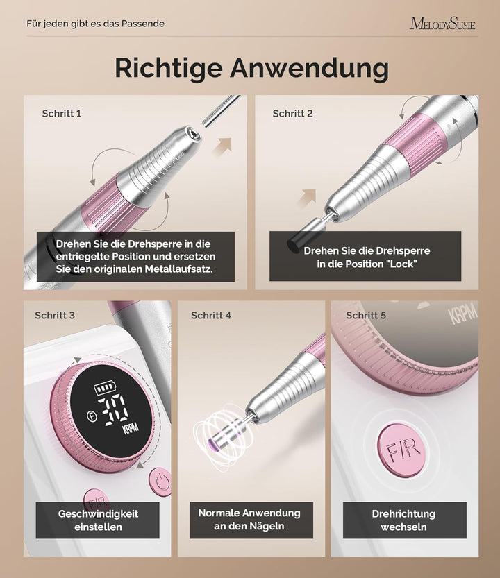 MelodySusie SC330G 2-in-1 Nagelfräser für Clip-on- und Tischgebrauch: Wiederaufladbare Professionell