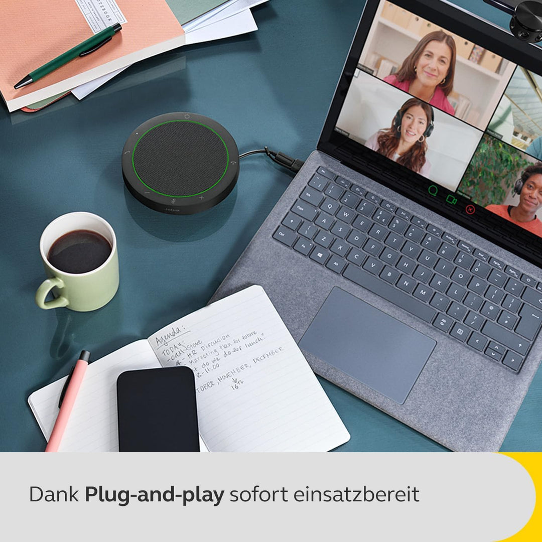 Jabra Speak2 40 tragbare Freisprechlösung, 4 Mikrofone mit Geräuschunterdrückung, 50 mm Breitband-La