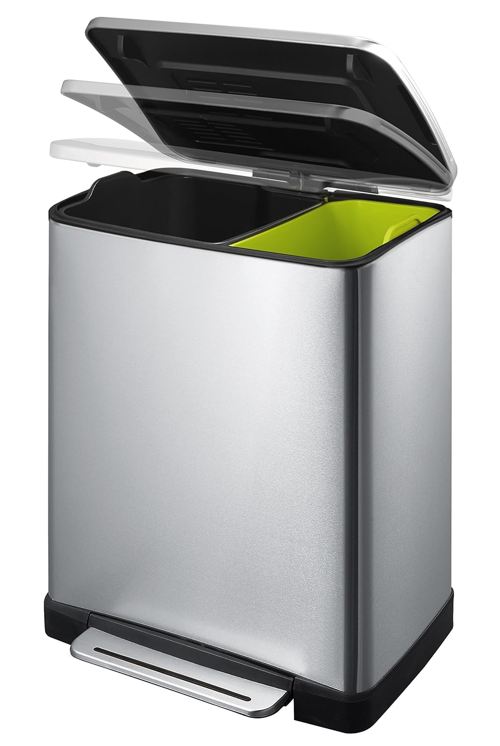 EKO E-Cube Tretmülleimer 10+9L Mülltrenner (32 x 36,6 x 44,5 cm, Dämpfer-System, Fingerabdruck frei,