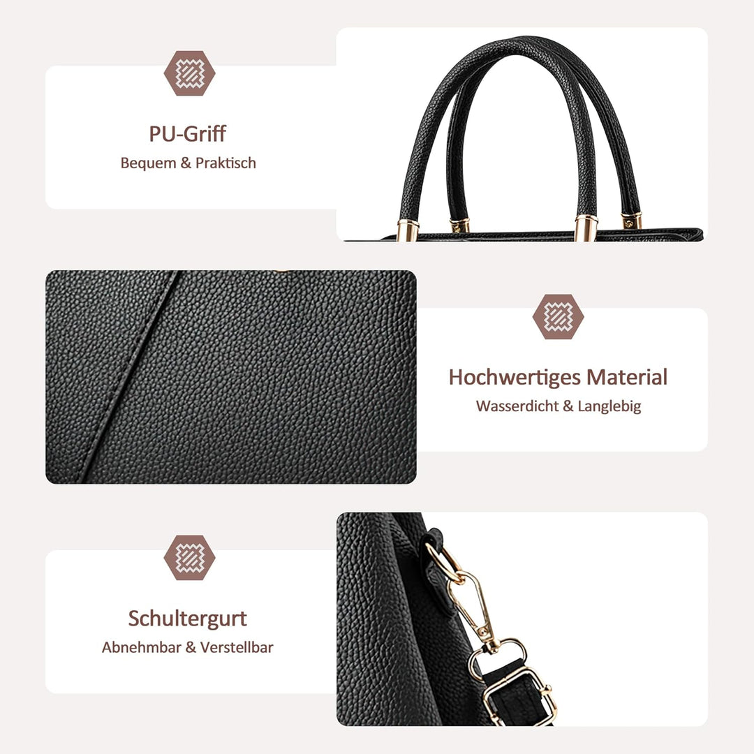 DORRISO Mode Handtasche Damen Elegant Tote Tasche mit Schickem Blumenanhänger Henkeltasche für Einka