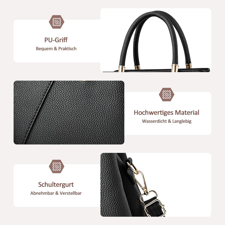 DORRISO Mode Handtasche Damen Elegant Tote Tasche mit Schickem Blumenanhänger Henkeltasche für Einka