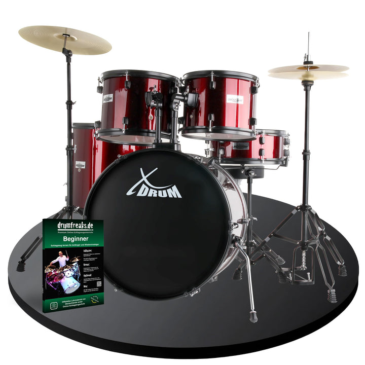 XDrum Rookie 22" Fusion Schlagzeug Komplettset Ruby Red - Ideal für Einsteiger - Stylische Hardware
