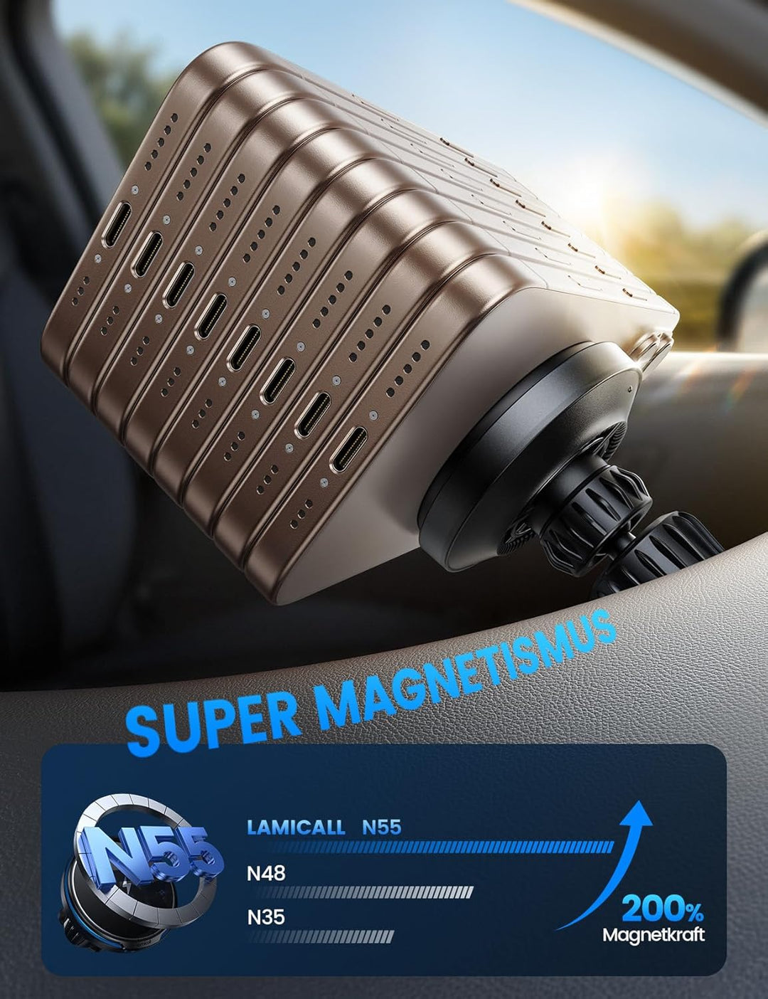 Lamicall 15W Handyhalterung Auto für Magsafe Autohalterung mit Ladefunktion - [Schnell & Sicher] Kfz