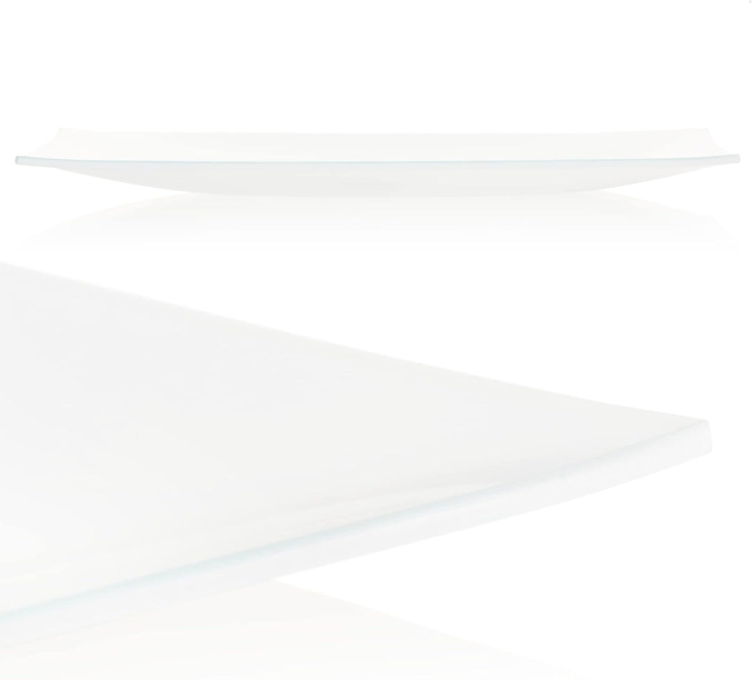 com-four® 2x dekorativer Glasteller für Pralinen, Dessert, Obst und als Käseplatte - viereckige Milc
