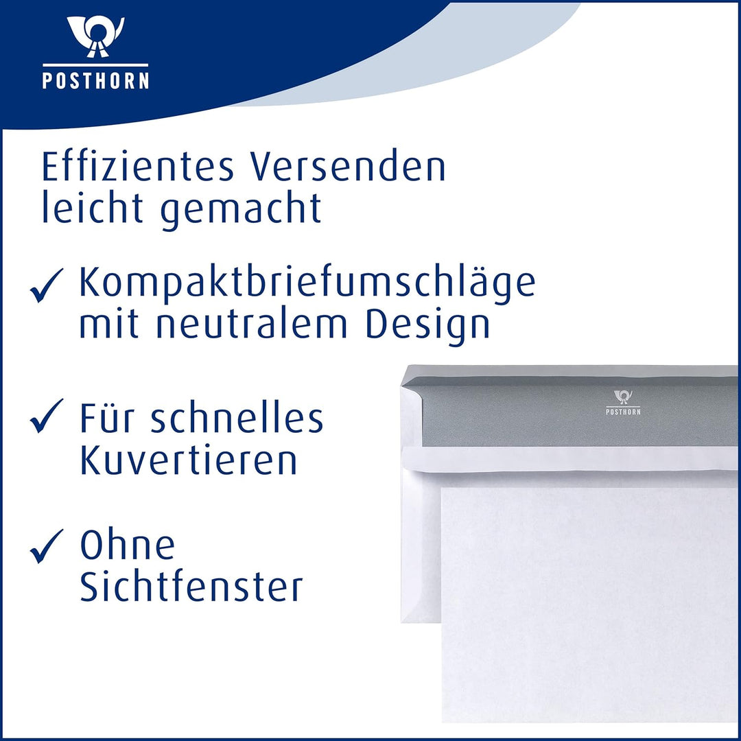 POSTHORN Briefumschlag C6 (1000 Stück) | Briefumschläge ohne Fenster | Umschläge C6 mit selbstkleben