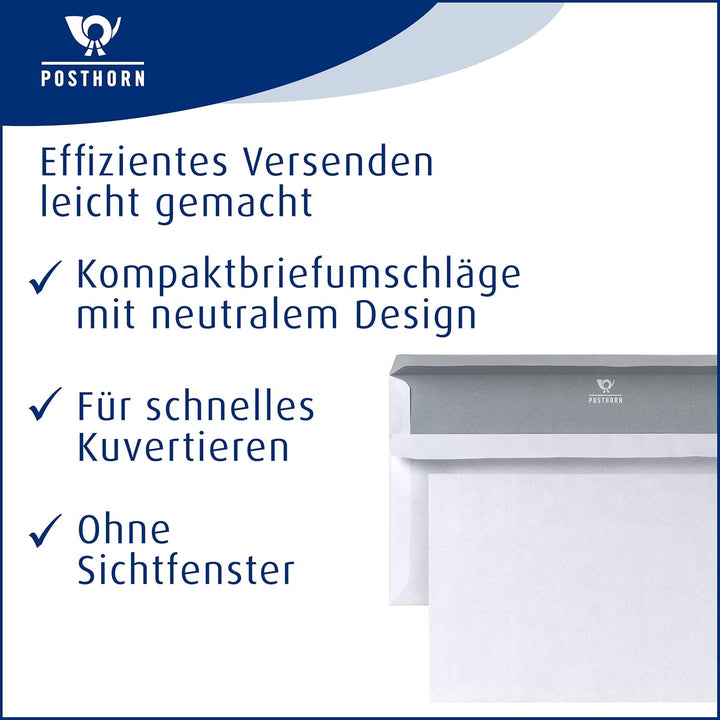 POSTHORN Briefumschlag C6 (1000 Stück) | Briefumschläge ohne Fenster | Umschläge C6 mit selbstkleben