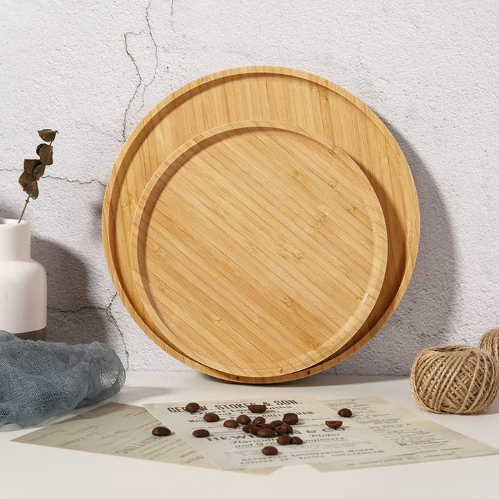 Bambus Tablett Rund, Serviertablett aus Bambus, Servierplatte Holz, Holz Charcuterie Brett, Dekorati