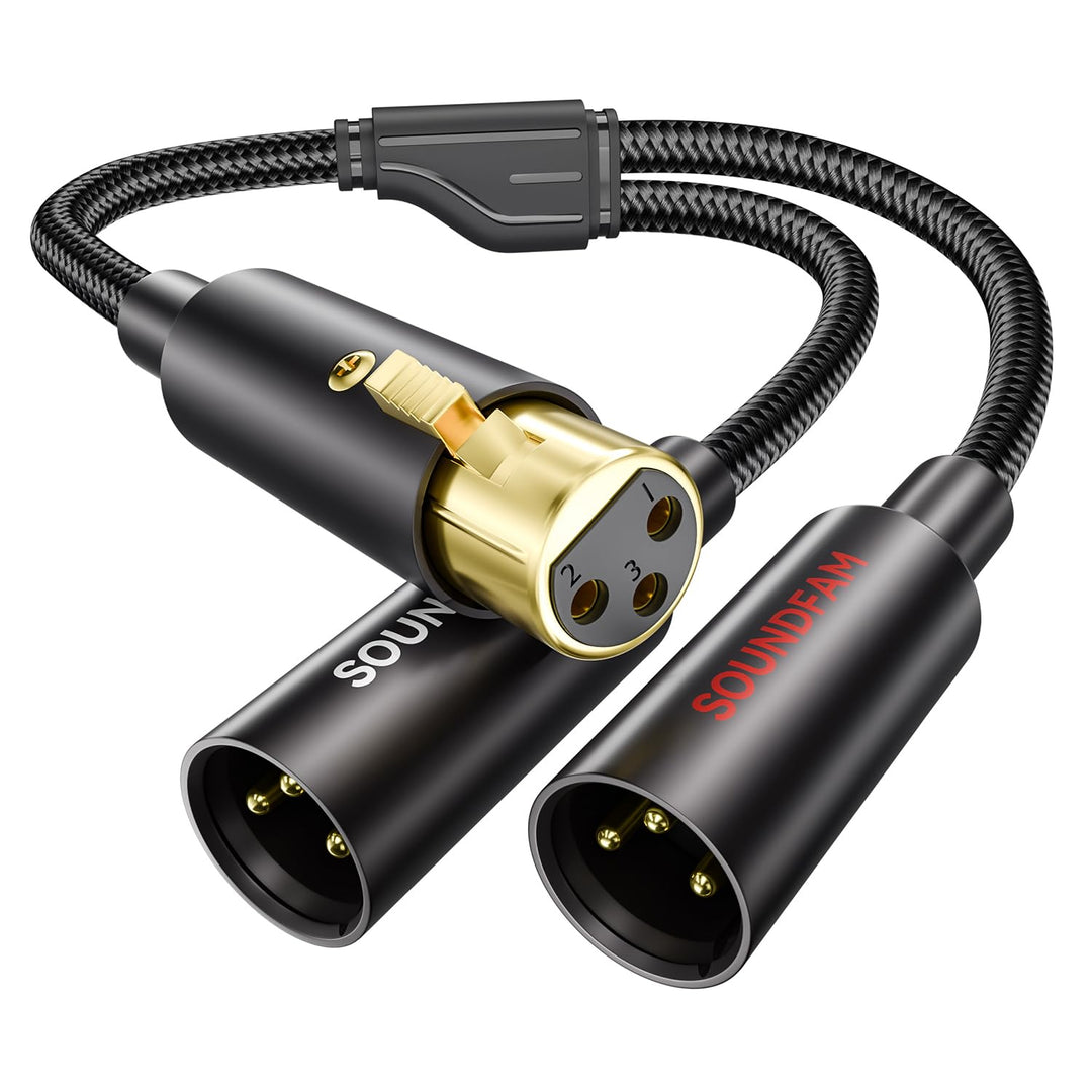 XLR Splitter Kabel 1M, Professional XLR Y Splitter 1 Buchse Auf 2 Stecker 3-Pol Balanciertes Mikrofo