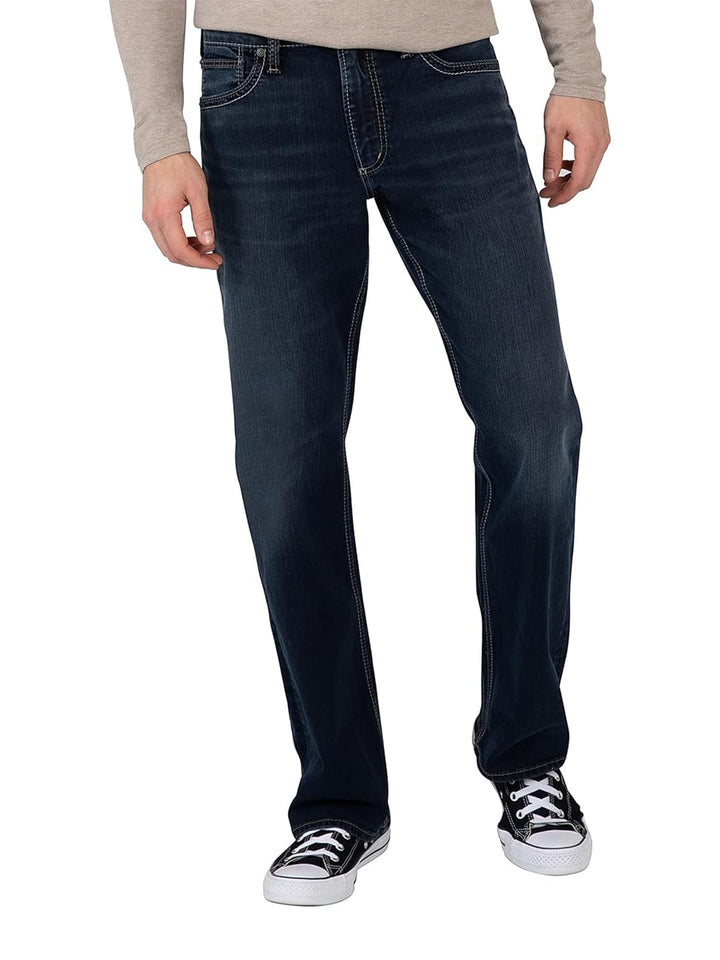 Silver Jeans Co. Herren Jeans Zac Relaxed Straight Jeans 36W / 34L Dunkles Indigo, 36W / 34L Dunkles
