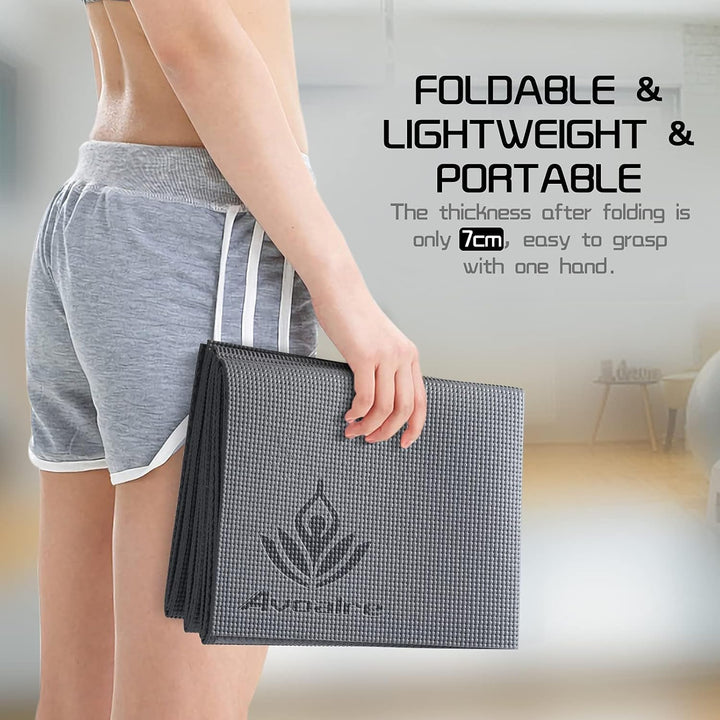 Avoalre Yogamatte rutschfest,173 X 61CM Tragbare Trainingsmatte 5MM,reise Yogamatte faltbar Gymnasti