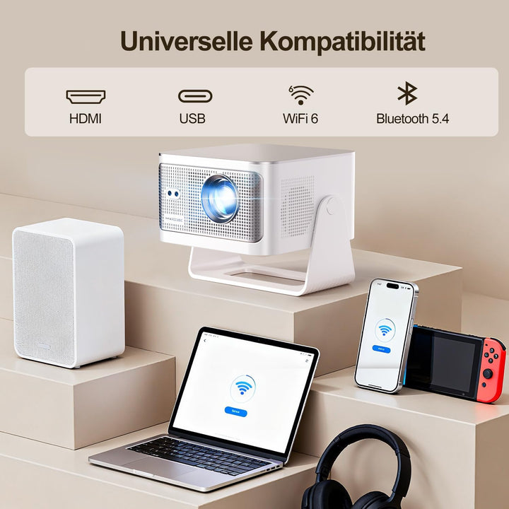 Magcubic Mini Beamer 4K & 8K 1080P Unterstützt, Projektor Tragbarer mit Android 14 WiFi 6 Bluetooth