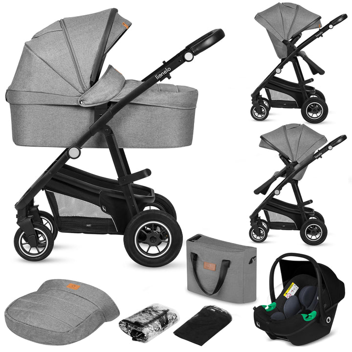 LIONELO BIANKA Kinderwagen 3 in 1 bis 22 kg Babywanne Autositz Zusammenlegbar, Reise-System, Einstel