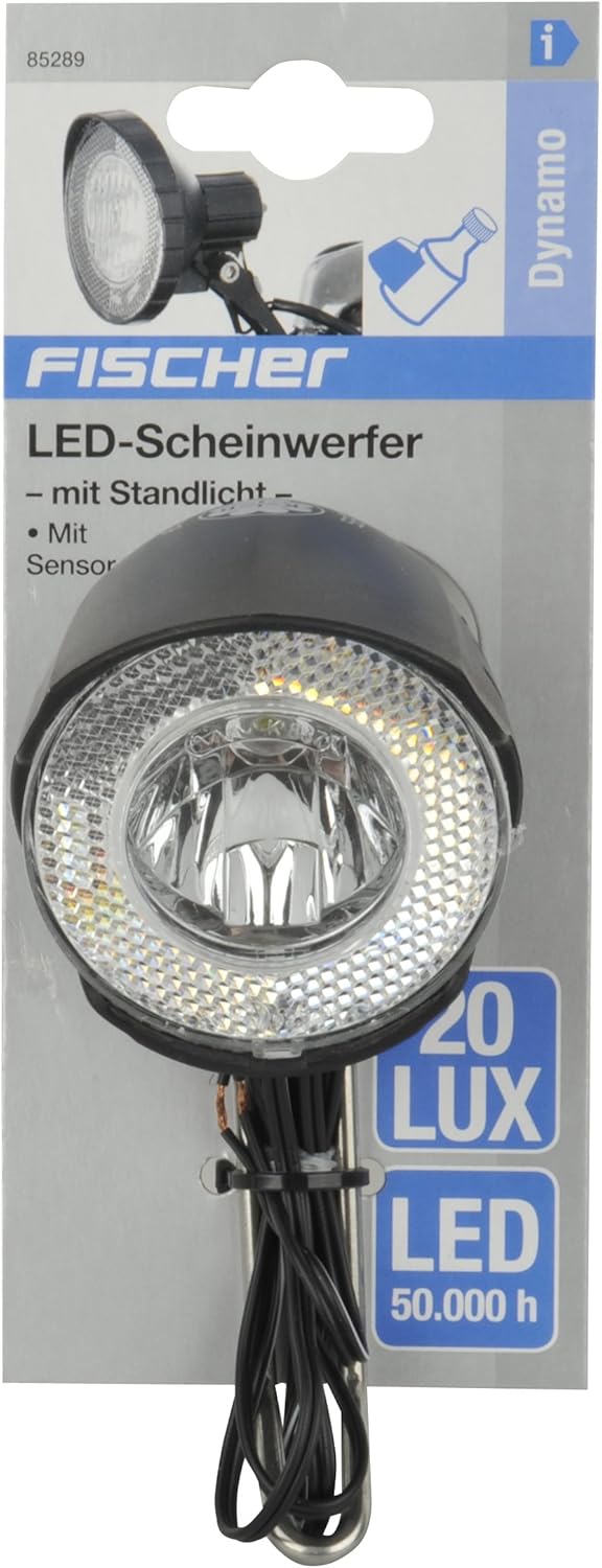 Fischer Fahrrad Dynamo LED-Frontlicht 20 Lux, mit Lichtautomatik und Standlicht, StVZO-zugelassen