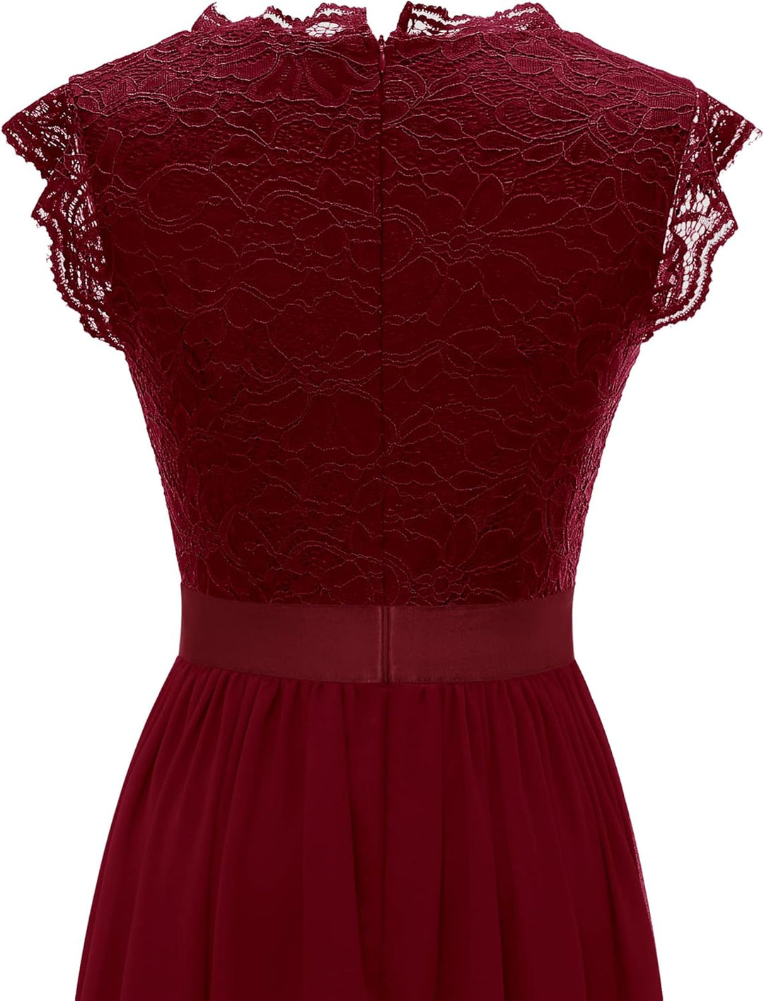 Dressystar Damen Spitzenkleid Elegant Hochzeit Abendkleider Maxi Cocktailkleid XL Band_darkred, XL B