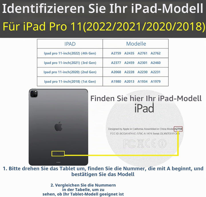 Gexmil Hülle für iPad Pro 11 Zoll 4./3./2./1. Generation 2022/2021/2020/2018 Echt Leder Hülle mit St