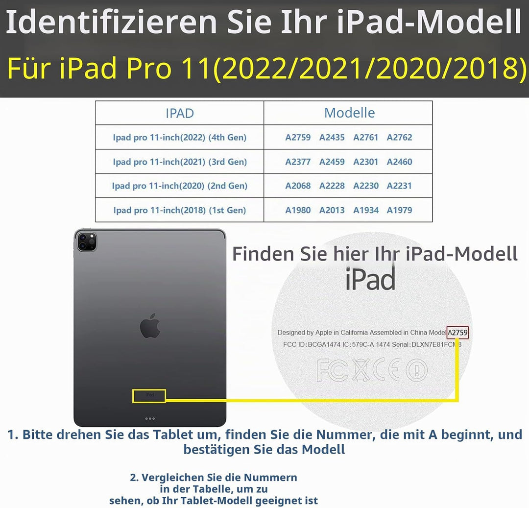 Gexmil Leder Hülle für iPad Pro 11 Zoll 4./3./2./1. Generation 2022/2021/2020/2018 Echt Leder Hülle