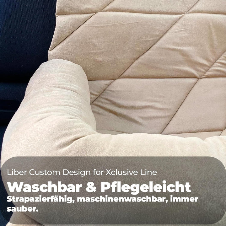 by LIBER Home Hundebett Auto waschbar beige, Autositz für Hunde 95x55cm, Schonbezug für Vordersitz u