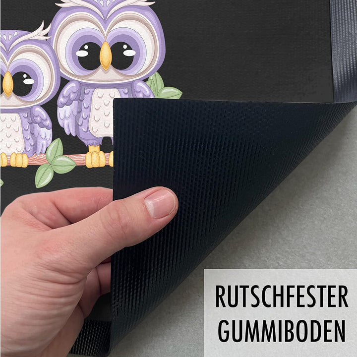 Trendation - Willkommen Eulen Grafik Fussmatte Geschenk Schöne Fussmatte Aussen und Innenbereich 60x