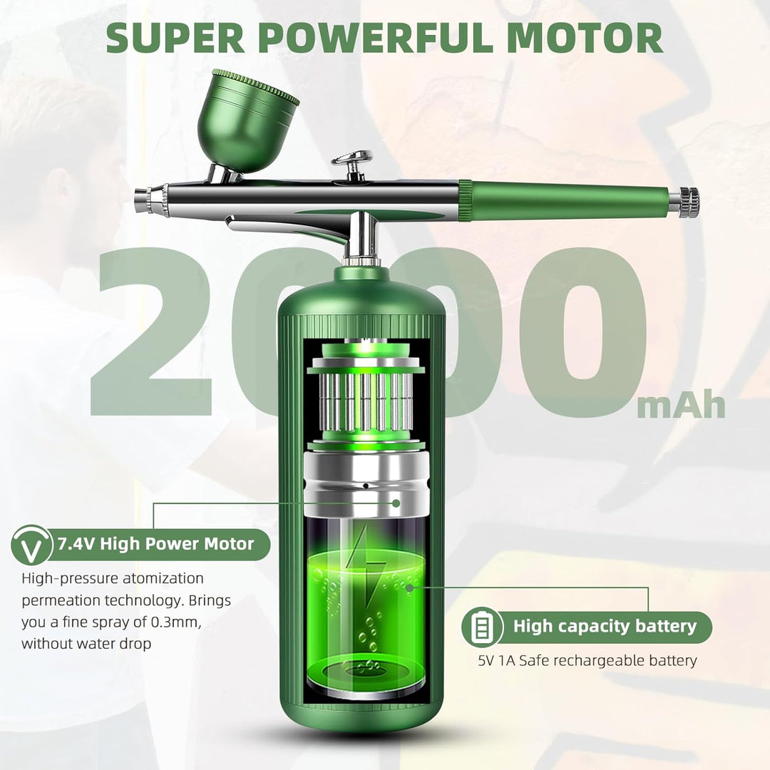 Airbrush-Kit mit Kompressor - Wiederaufladbares, Tragbares, Verstopfungsfreies Hochdruck-Airbrush-Se