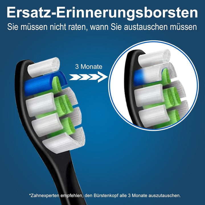 16er Precision Clean Ersatzbürsten Kompatibel mit Philips Sonicare Schallzahnbürste, 8er Schwarz und