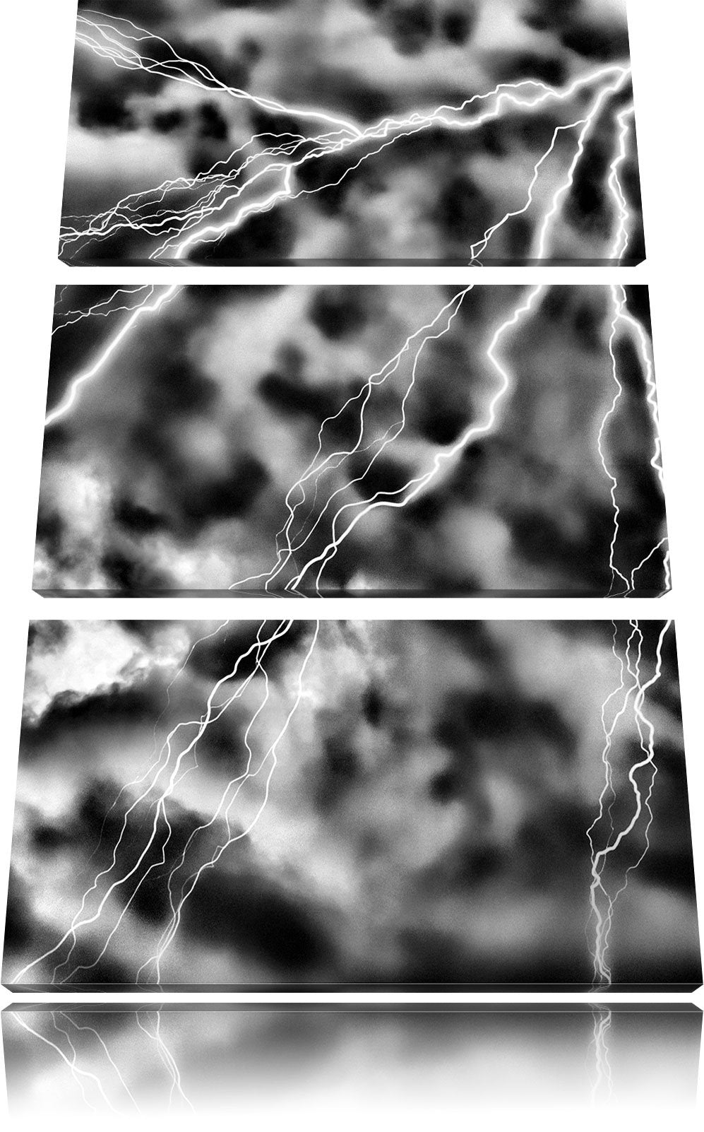 Pixxprint Blitze und Gewitter als Leinwandbild/Grösse: 3 Teilig (120x80) cm/Wandbild/Kunstdruck/fert