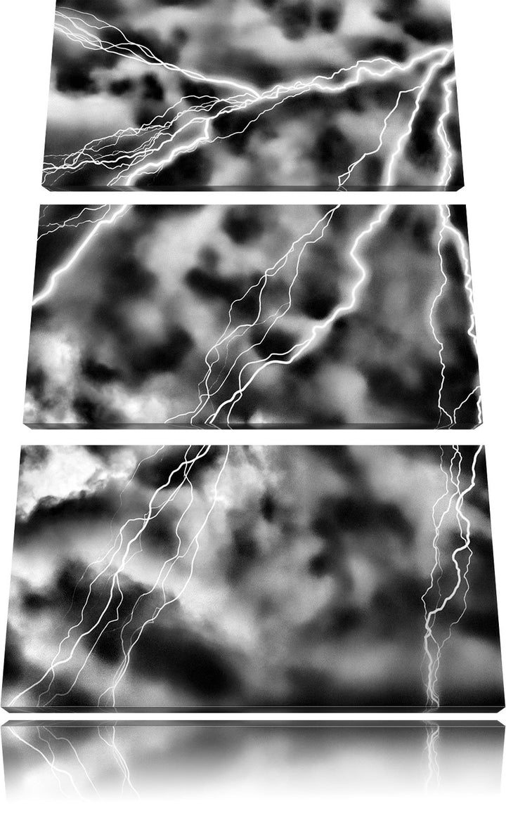 Pixxprint Blitze und Gewitter als Leinwandbild/Grösse: 3 Teilig (120x80) cm/Wandbild/Kunstdruck/fert