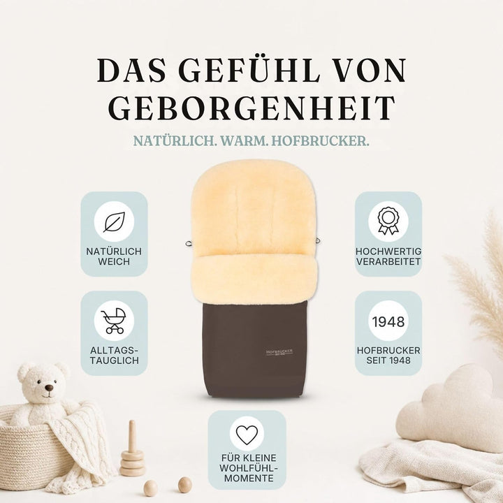 Hofbrucker Lammfell-Fusssack Putzi Kinderwagen, Buggy/Winterfusssack wind- &amp; wasserabweisend/Warmer