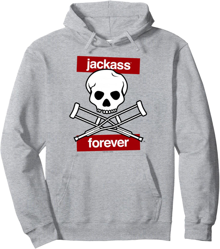 Jackass Forever: Rote Schädel und Krücken Logo Pullover Hoodie