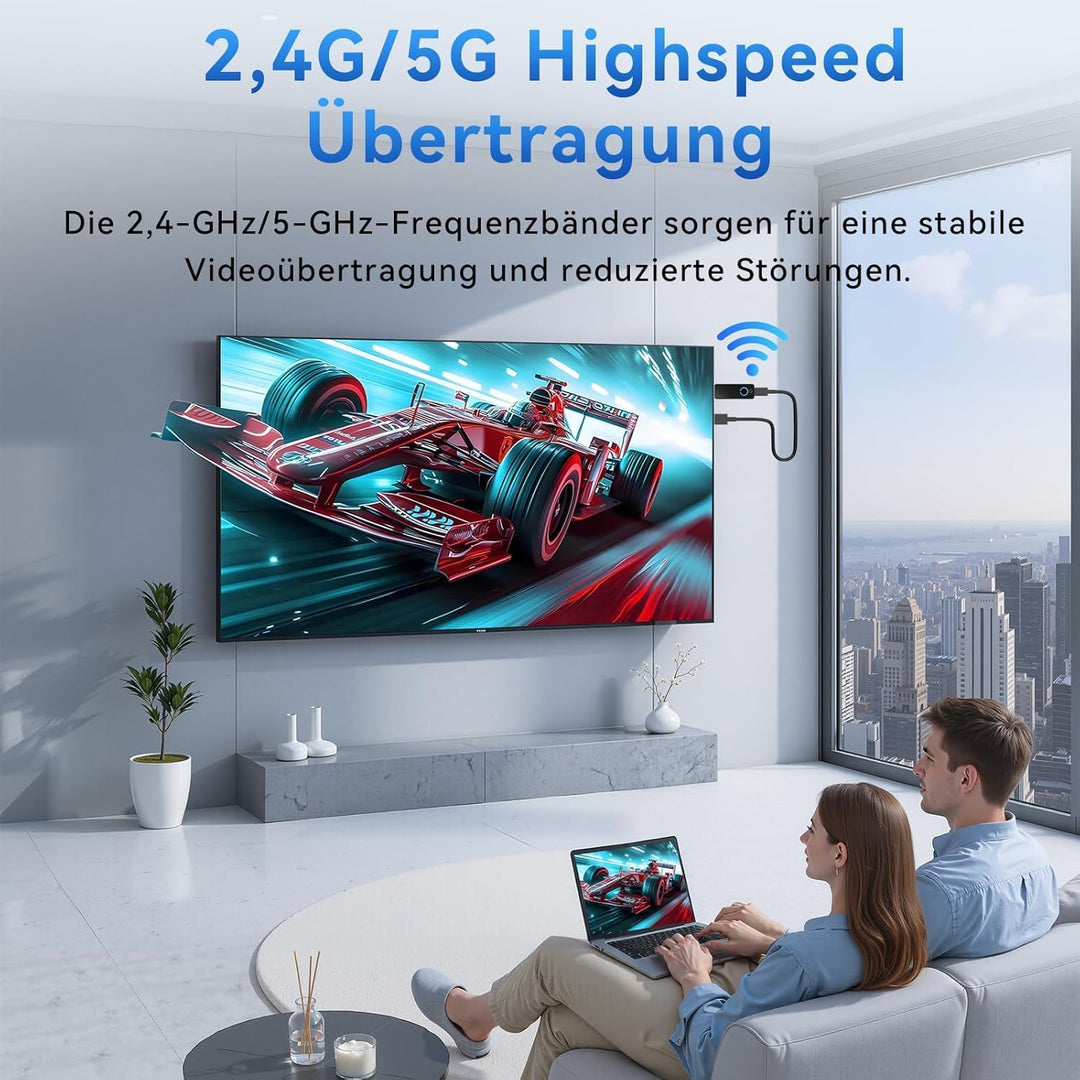 4K Kabelloser Display Dongle Adapter, Wireless HDMI Streaming, Airplay, Miracast, DLNA, Google Casti