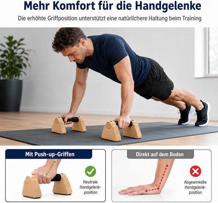 Premium Liegestützgriffe aus Holz – Parallettes für Calisthenics &amp; Krafttraining, Handstand Blöcke &amp;