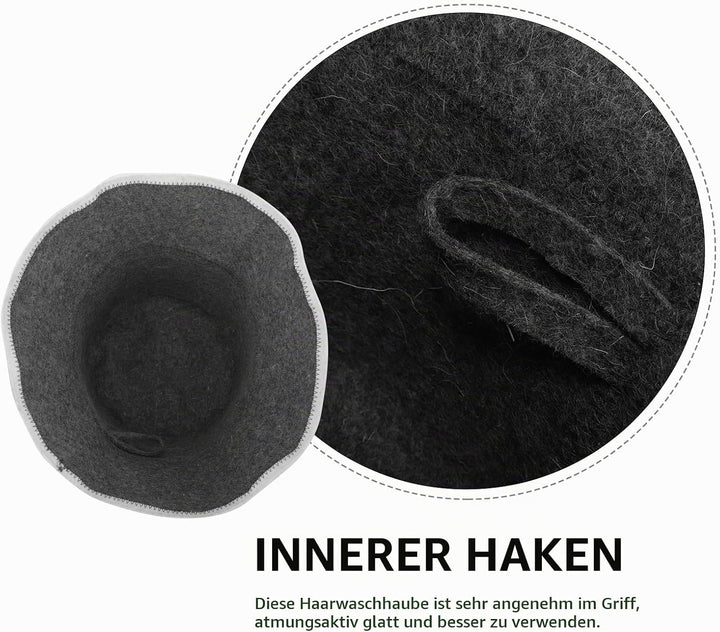 Yardwe Wollfilz Saunahut FüR Herren Und Damen - Atmungsaktiver Und Wasserabsorbierender Saunakopf -