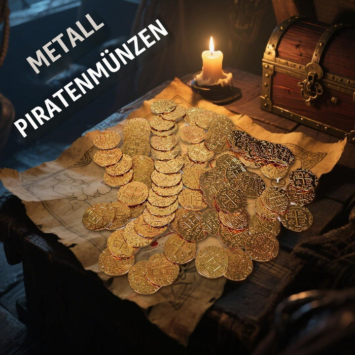 Piraten Münzen Zubehör,Goldmünzen-Set, Metall Goldtaler Deko Dublonen für DND Brettspiele, Cosplay,