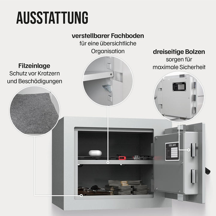 Profirst Wertschutzschrank Fortress 30 EN1 Elektronikschloss Notbestromung möglich Feuerfalz Stahl 1