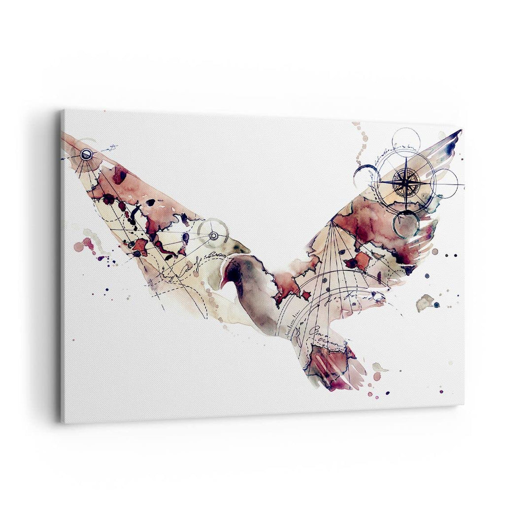 Bilder auf Leinwand 100x70cm Leinwandbild mit Rahmen Vogel Abstraktion Gross Wanddeko Bild Schlafzim