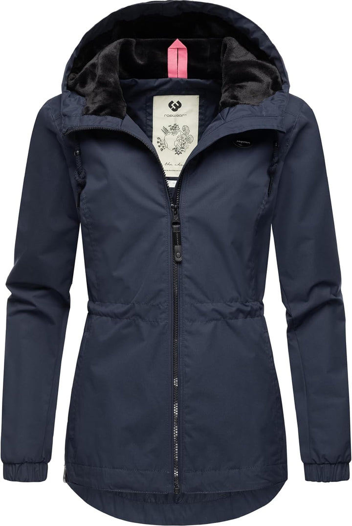 Ragwear Damen Übergangsjacke leichte Jacke kurz wasserdicht (Wassersäule: 4.000 mm) mit Kapuze Danka