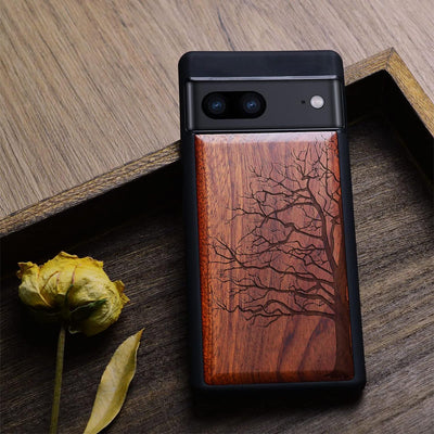 Carveit Handyhülle für Google Pixel 7 Case [Holz und TPU Silikon Hybrid hülle] Stossfeste Stossstang