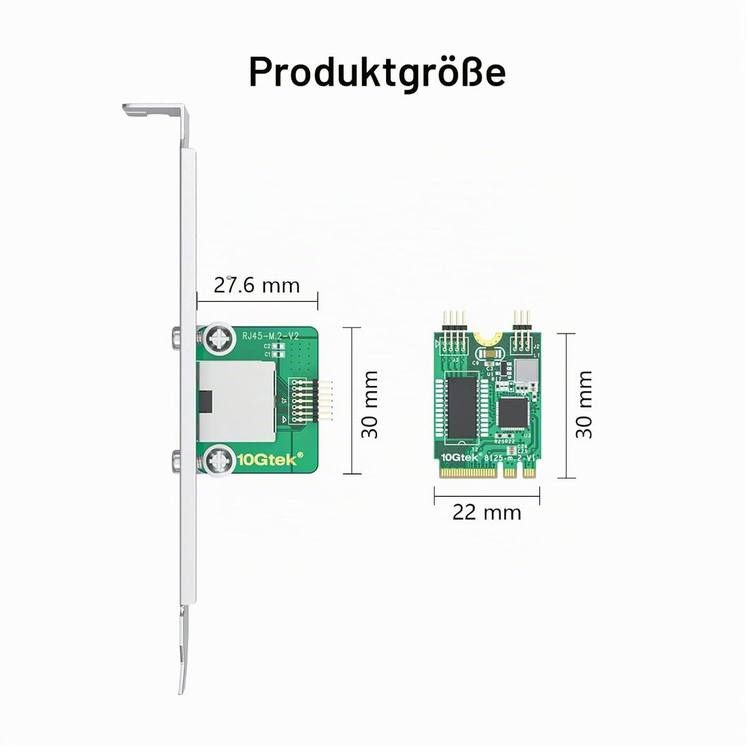 10Gtek M.2 A+E Key 2.5G Gigabit Ethernet Network Card, 18-cm Cable Length 2.5G(M.2 A+E Key) 1-RJ45,
